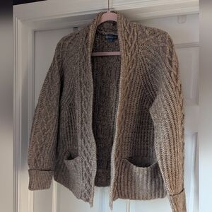 Democracy Taupe Cable Knit Open Cardigan. Size medium